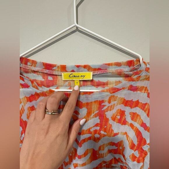 Circus NY Women’s small Dusk Blue Electric Zebra Ruched Long Sleeve Top 1728 - Picture 6 of 10